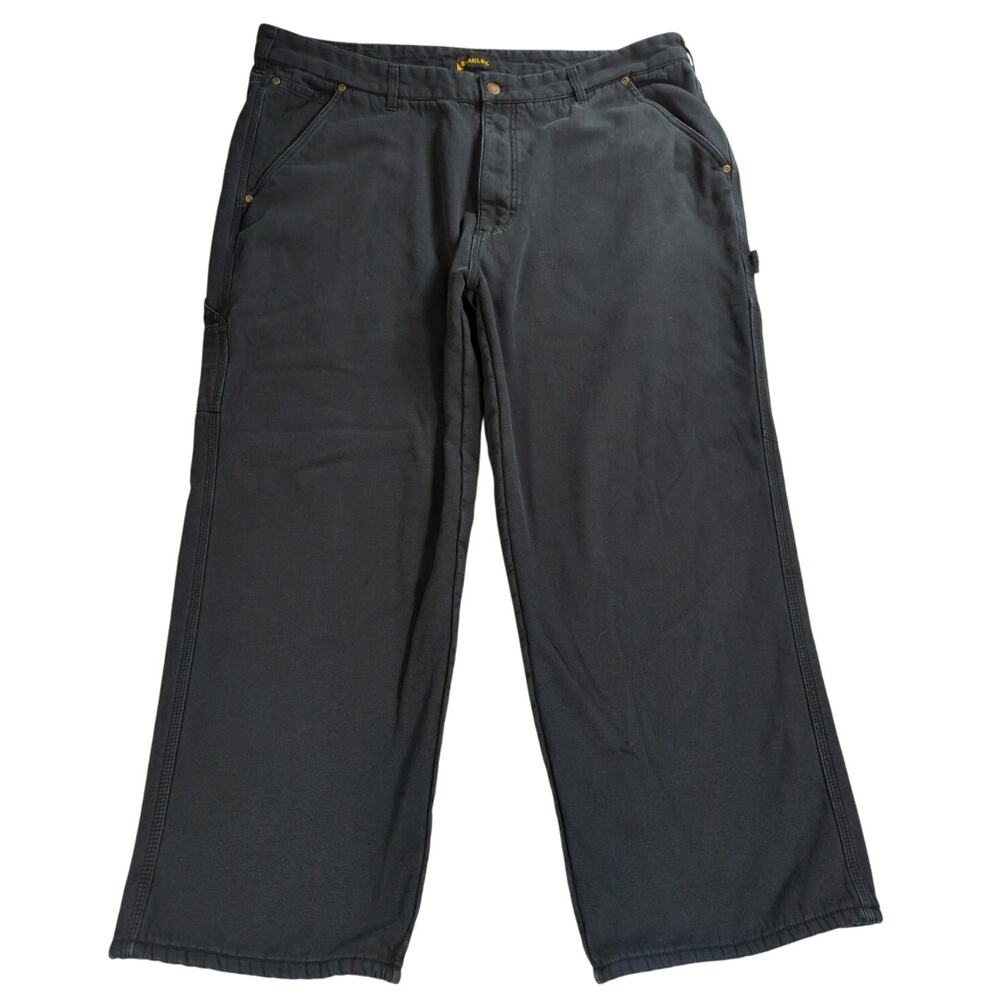 Stanley Work Pants Mens 42x30 Gray Cotton Carpenter Utility Lined Heavy Duty